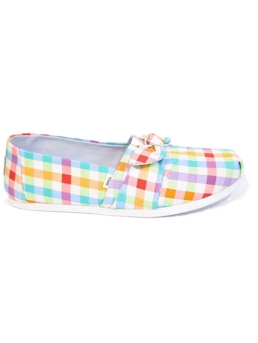 Toms Plaid Alpargata sz 8.5 NEW Women Flat Slip on Shoes Summer madras bow